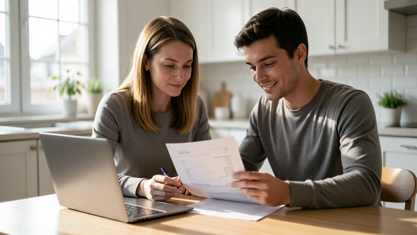 Couple reviewing bad credit loans in Arizona with approval letter.