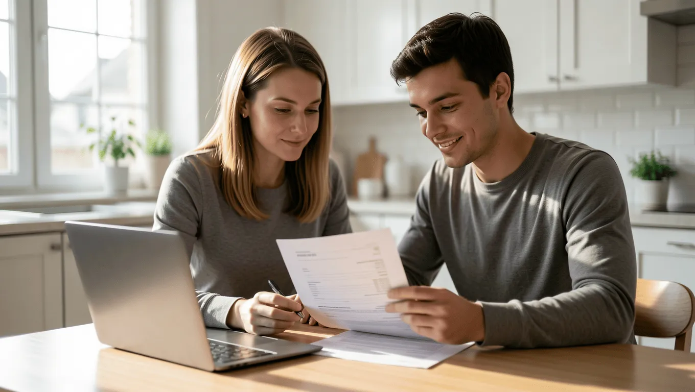 Couple reviewing bad credit loans in Arizona with approval letter.