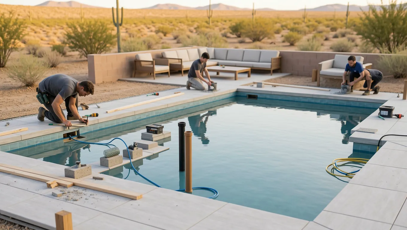 Long term loans for bad credit Arizona: Pool being built.