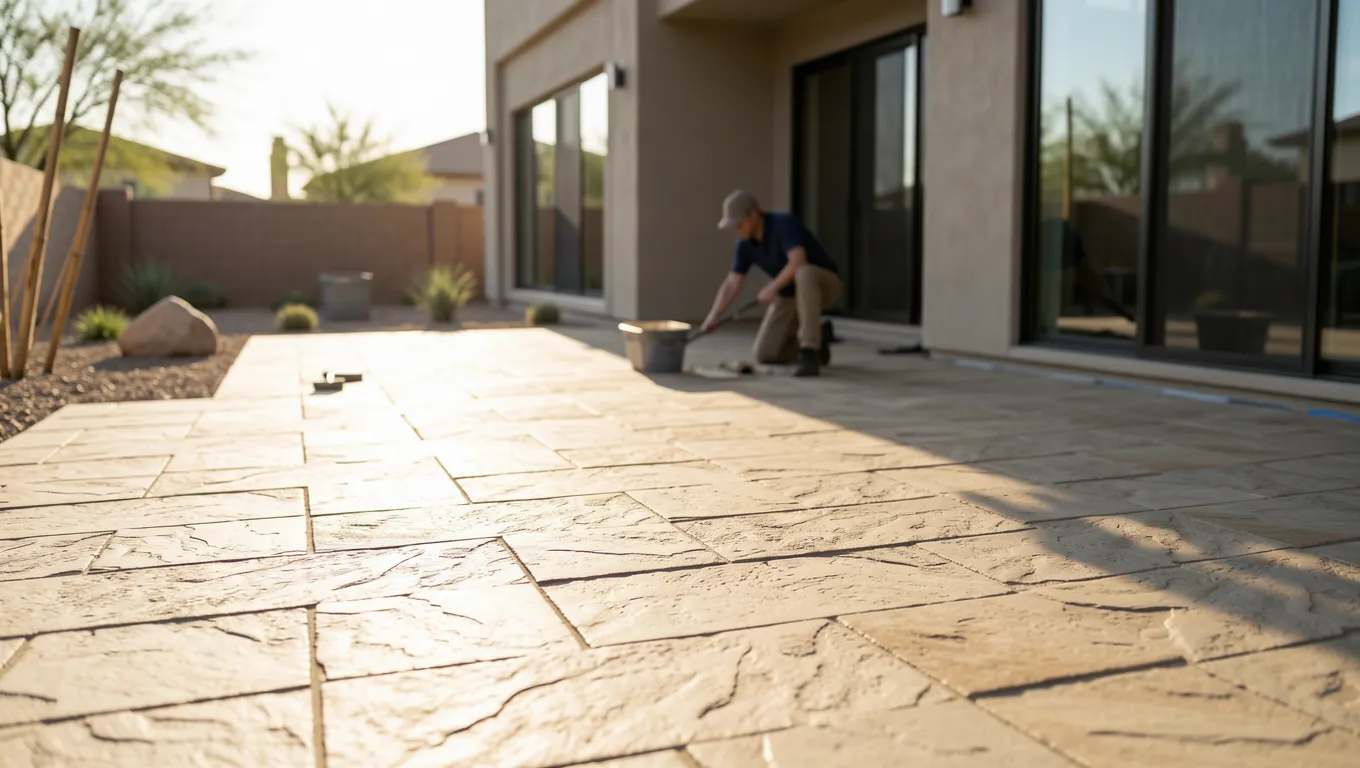 Home renovation project on a sunny Arizona patio