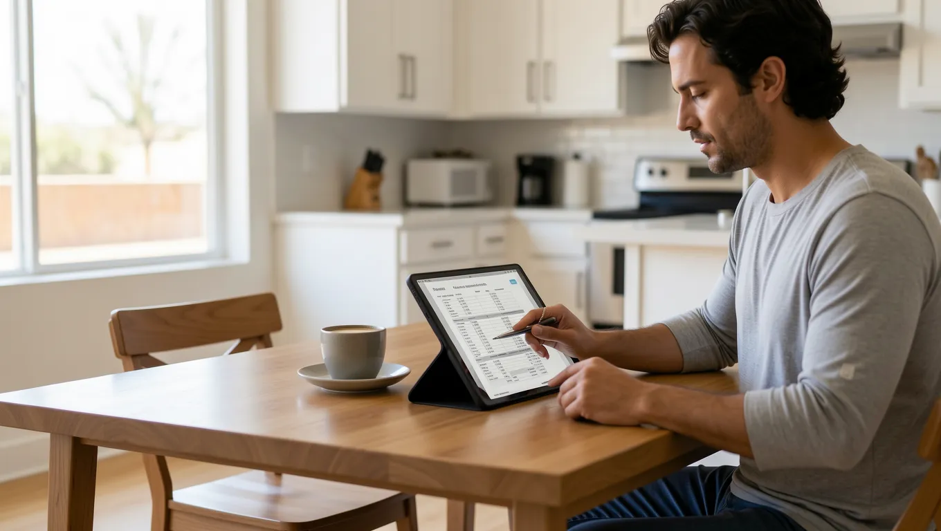 Person reviewing loan options on a digital tablet