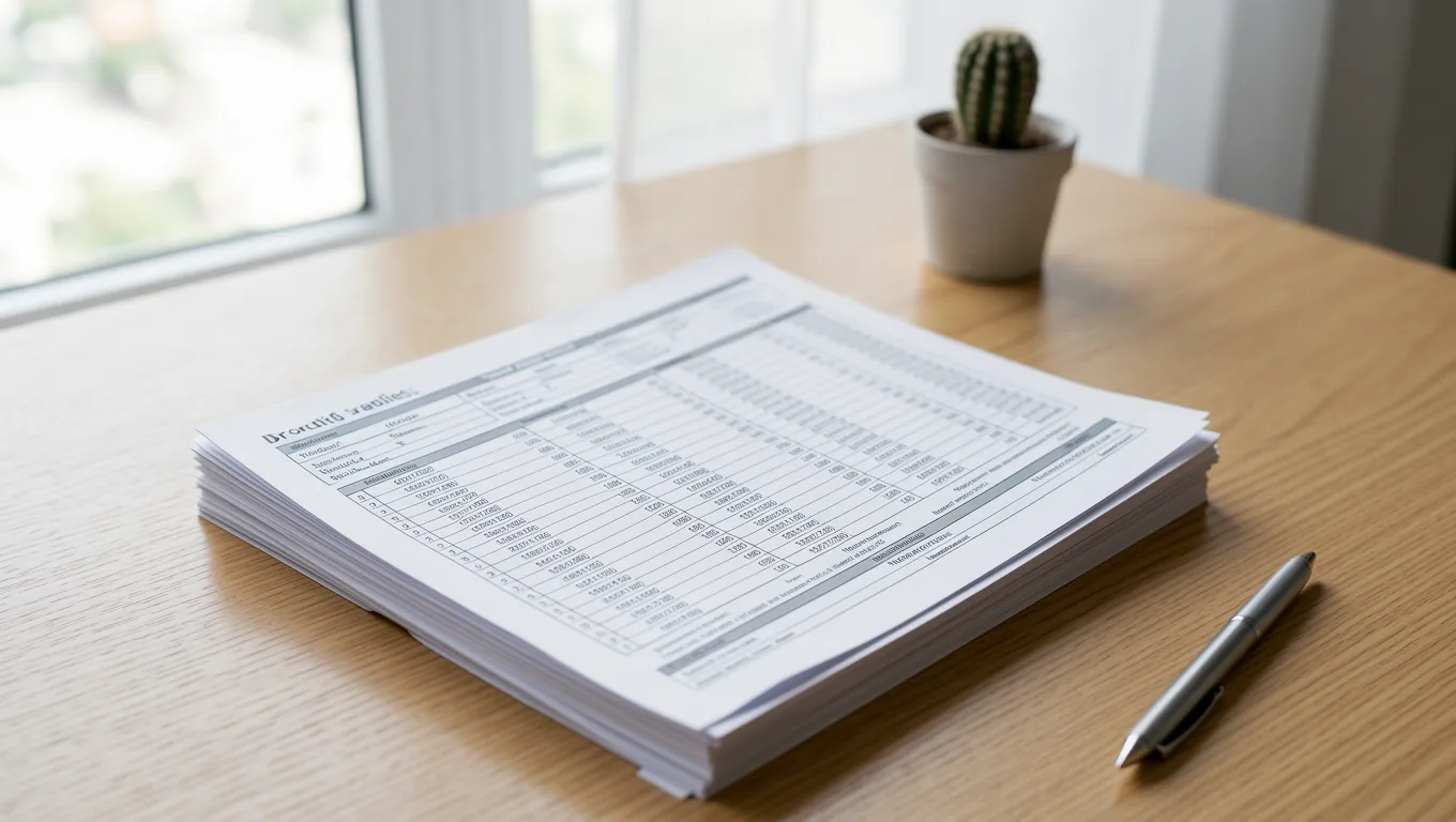 Organized financial documents on a desk for loan preparation