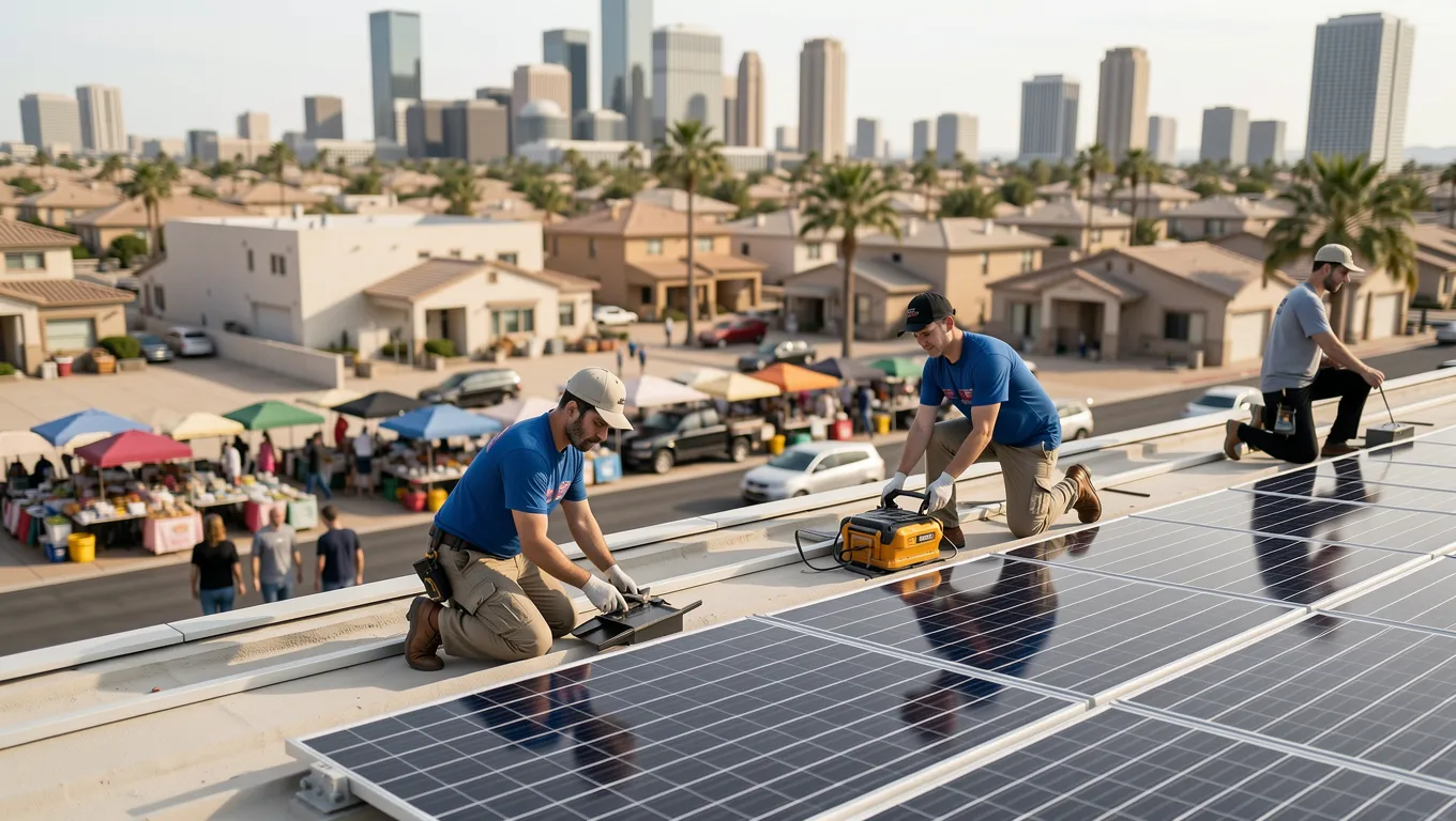 Phoenix Skyline and Solar Panel Installation - Personal Loans Arizona Cities