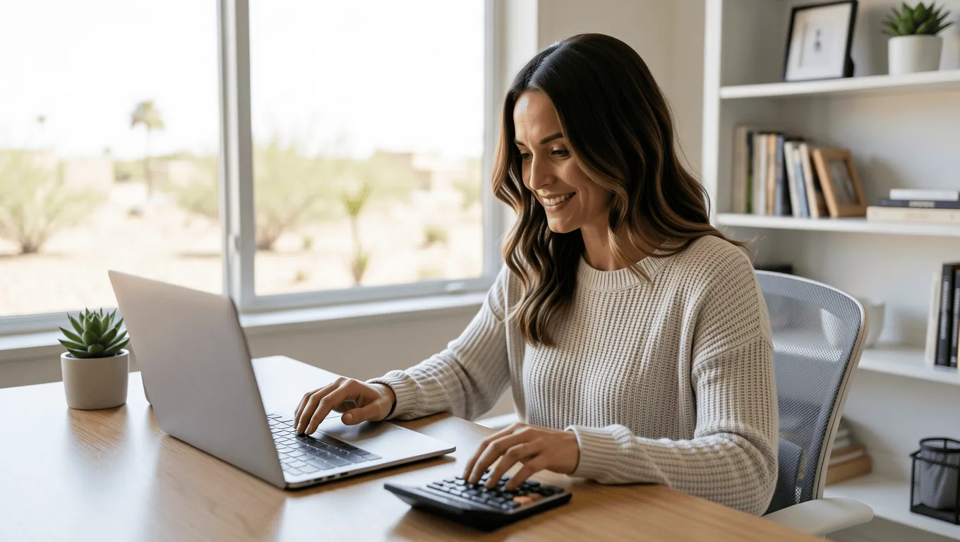 Woman managing finances with a personal loan in Phoenix Arizona.