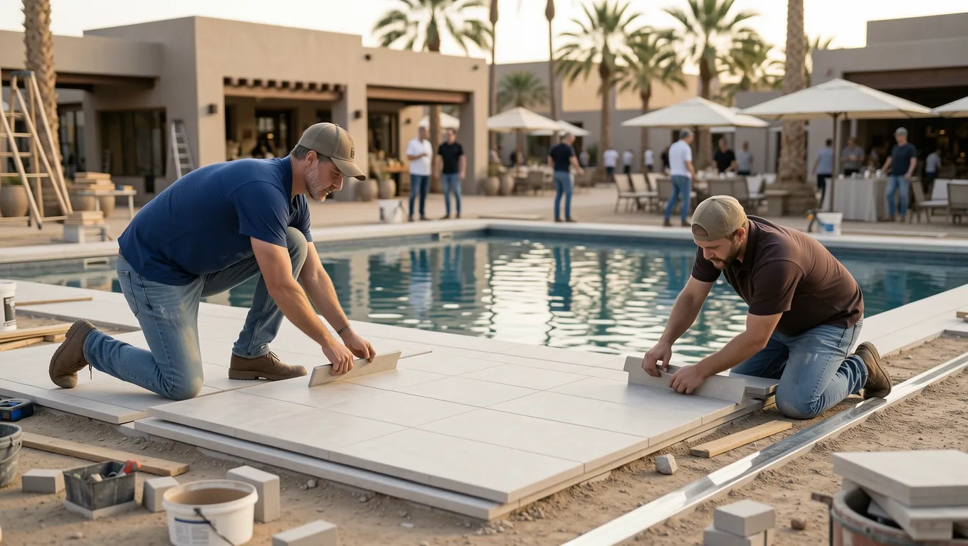 Pool installation scene for Tempe personal loans.