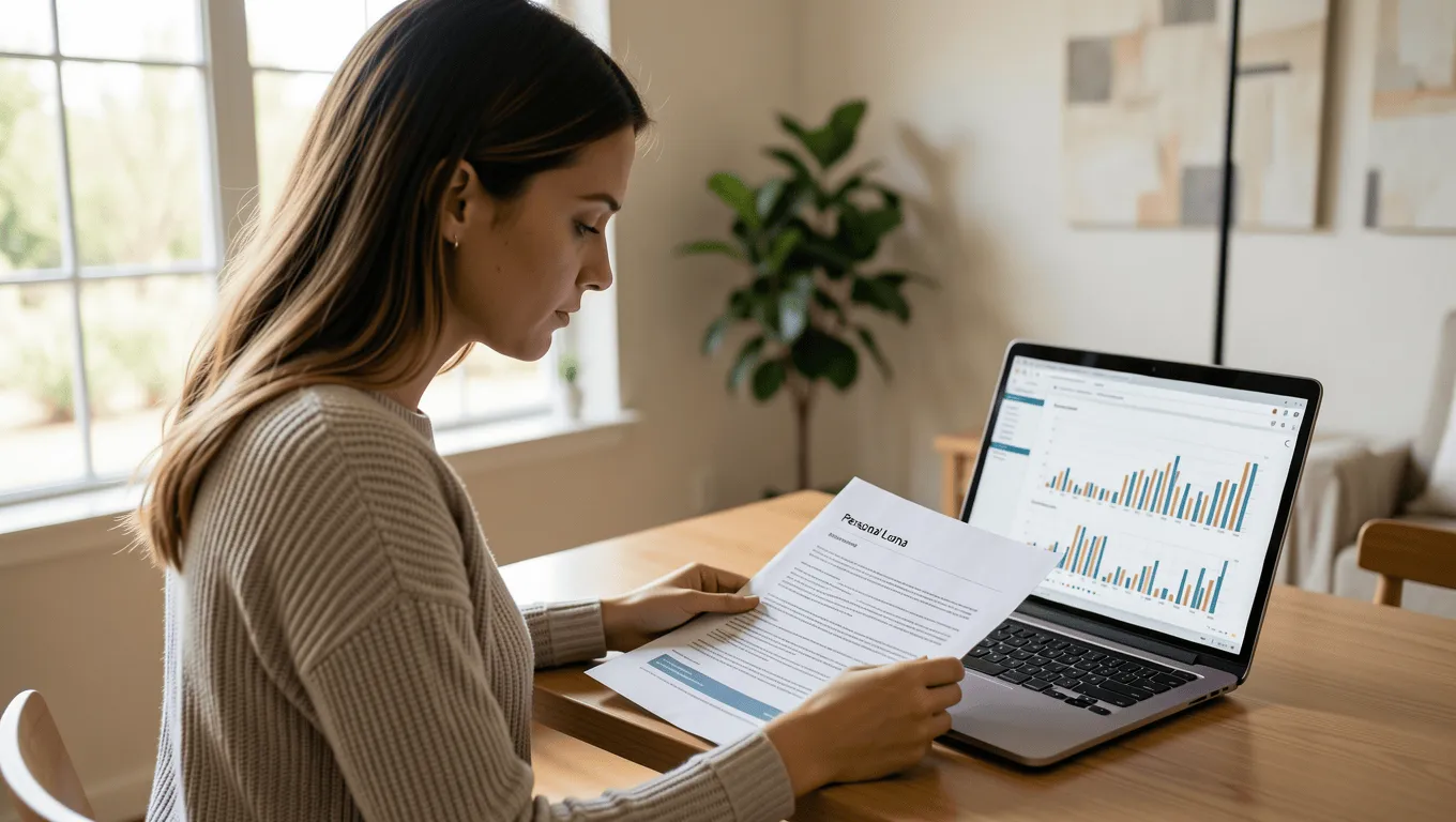 Woman reviewing personal loan options in Tucson Arizona