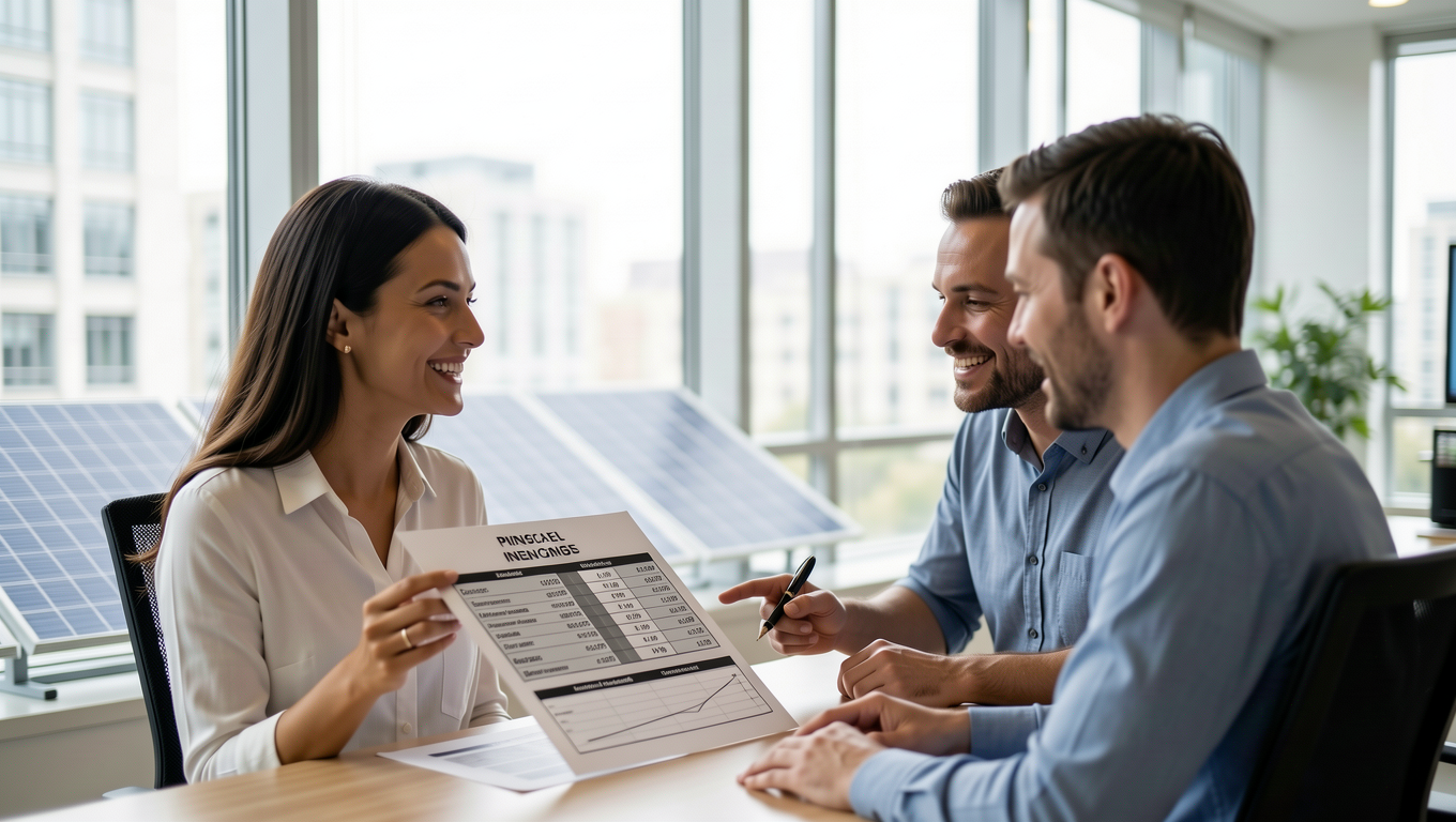 Couple discussing home improvement loan options with advisor