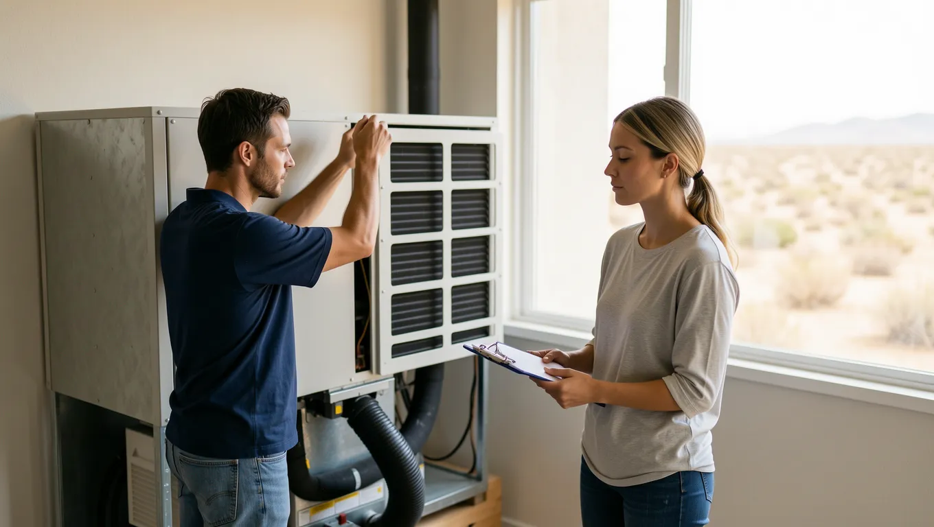 HVAC technician working on AC unit in Arizona for $1200 loan
