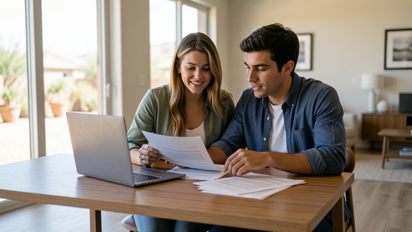 Couple Reviewing Personal Loan Documents in Arizona